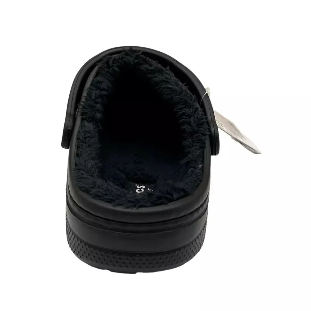 Crocs Men's Baya Lined Clog Size 9 Black Slip-on Faux Fur Fuzzy Warm Comfortable